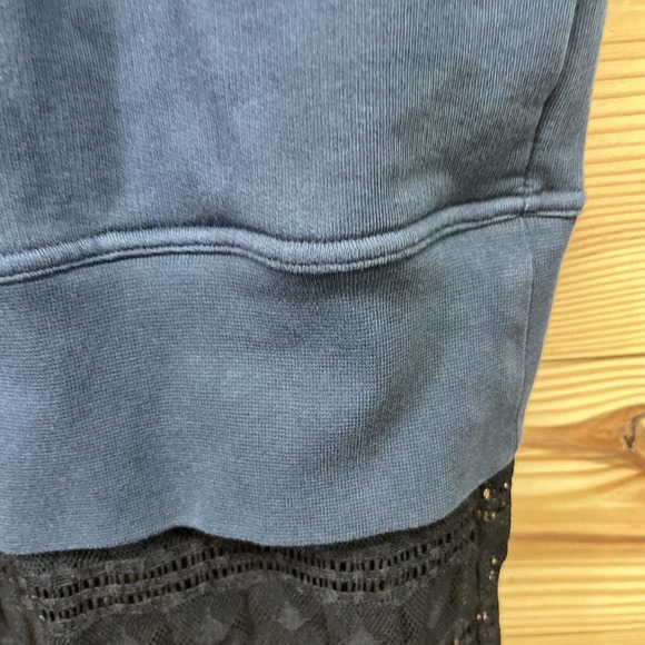 Public School NYC Dress Large Blue Sleeveless Sweatshirt Dress Lace Trim B86 - Picture 12 of 16